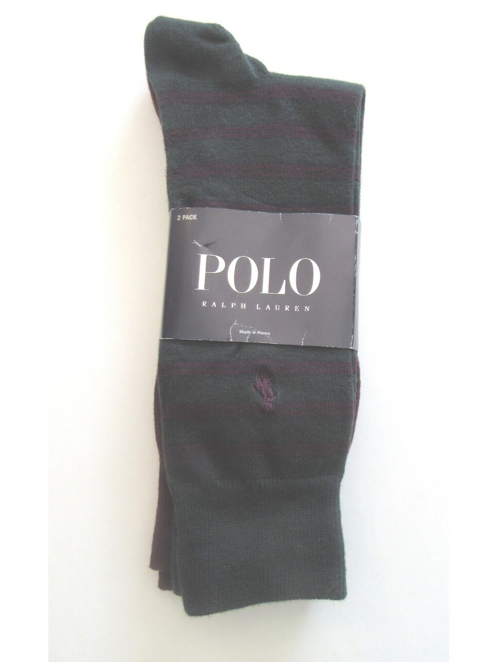 Polo Ralph Lauren Mens Trouser Dress Socks Hunter Green and Bordeaux 2 pack